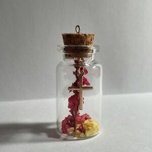 Bottle Charm Keychains - real dried flowers, charms